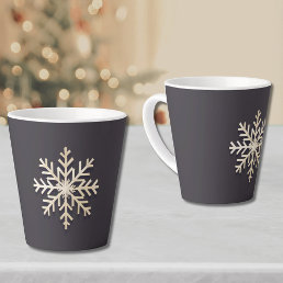 Champagne Gold Snowflake Holiday Latte Mug