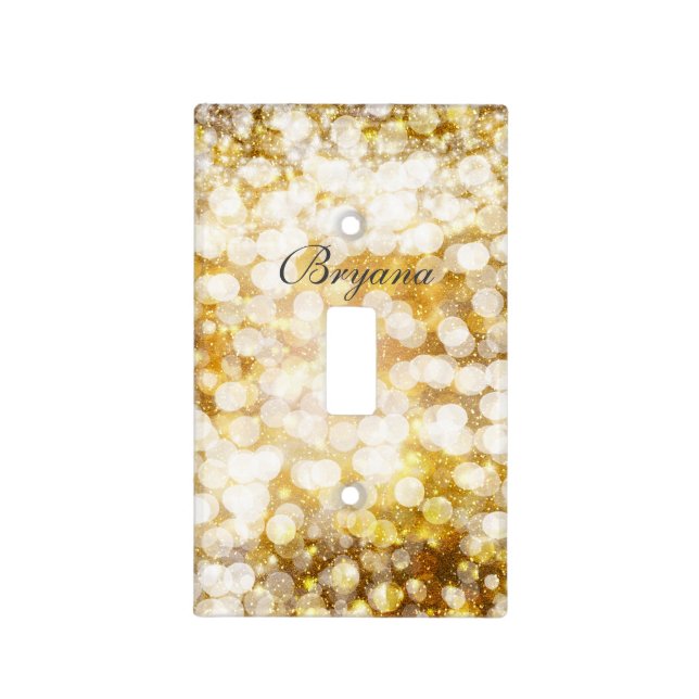 Champagne Gold Sparkling Glam Light Switch Cover (Front)