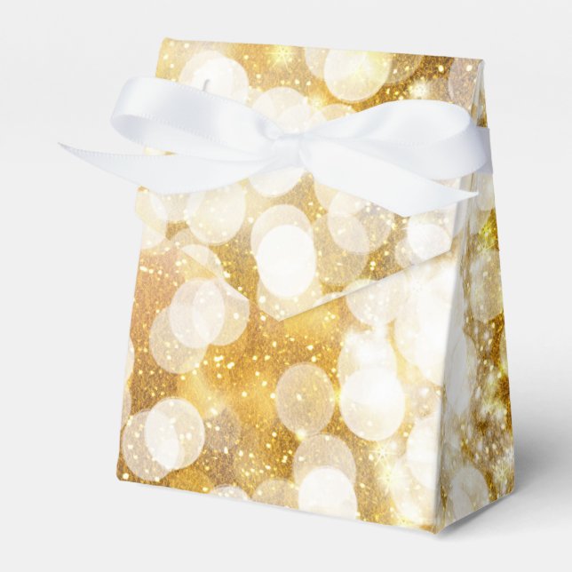 Champagne Gold Sparkling Lights Party Favor Boxes (Front Side)