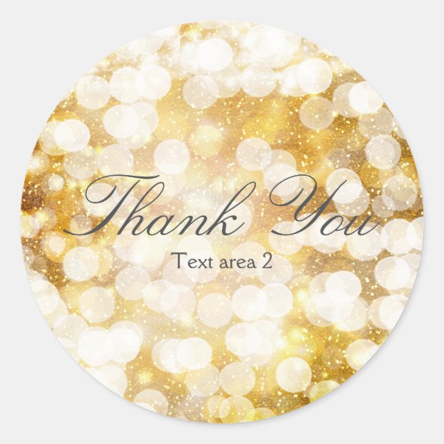 Champagne Gold Sparkling Lights Party Stickers (Front)
