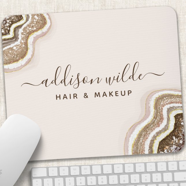 Champagne Gold Tan Brown Glitter Agate Geode Mouse Pad (Creator Uploaded)