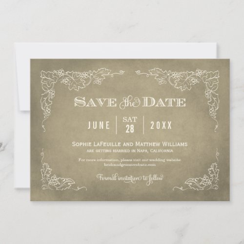 Wedding Save the Date Card | Vintage Wine