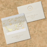 Champagne Gold Wedding Envelope<br><div class="desc">Elegant wedding envelope featuring a delicate gold floral illustration across the top flap and return address customization on the back. Perfectly coordinates with formal and vintage champagne and gold wedding suites. Add a custom monogram for a refined,  timeless finish.</div>