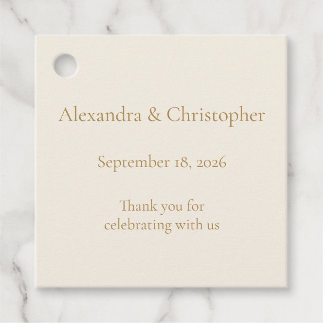 Champagne Gold Wedding Favor Tag (Front)