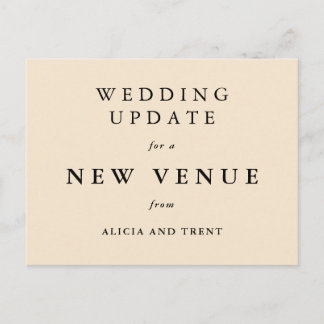 Champagne Gold Wedding Venue Change Update Card
