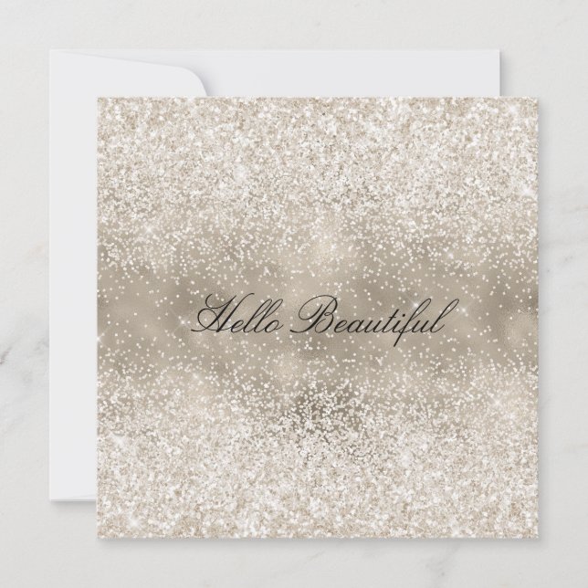 Champagne Gold White Glitzy Glitter Holiday Card (Front)