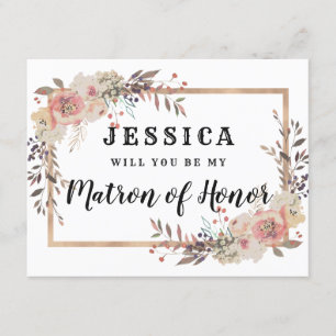 Champagne Gold Will You Be My Matron of Honor Invitation
