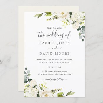 Champagne Green Watercolor Floral Wedding Invitation by LittleBayleigh at Zazzle