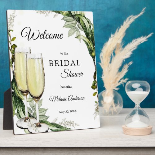 Champagne Greenery Bridal Welcome Sign Plaque