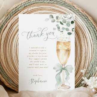 Champagne Greenery Thank You Card