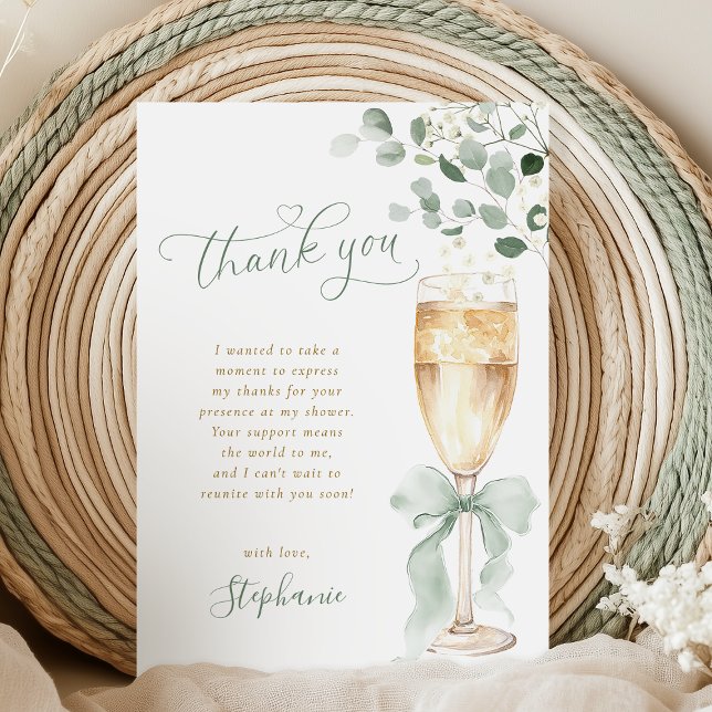 Champagne Greenery Thank You Card (Creator Uploaded)