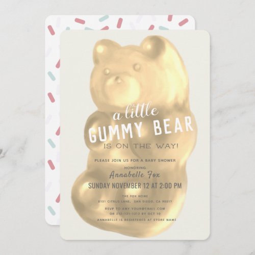 Champagne Gummy Bear Gender Neutral Baby Shower Invitation