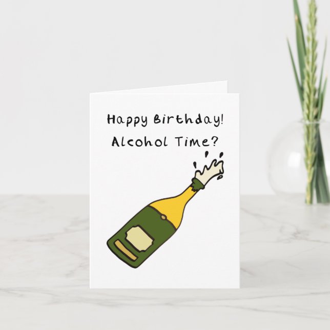Champagne Happy Birthday Card (Front)