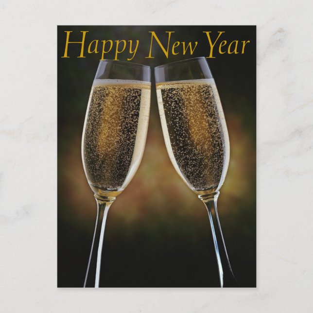 Champagne Happy New Year Postcard (Front)