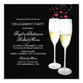 Champagne & Heart Engagement Party Invitation