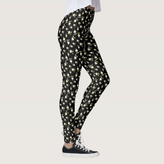 Champagne Heart Shaped Leaf Pattern Over Black