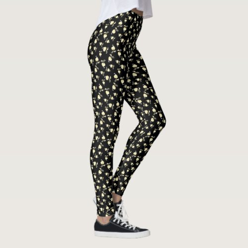 Champagne Heart Shaped Leaf Pattern Over Black