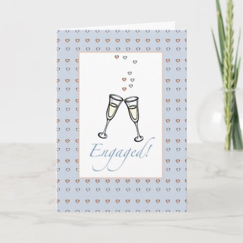 Champagne Hearts Engagement Congratulations Card