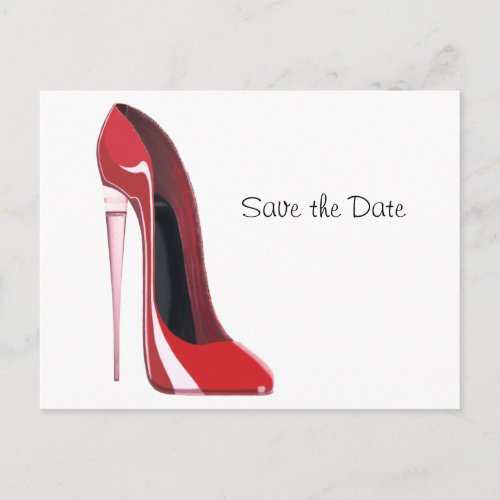 Champagne Heel Flute Red Stiletto Art Announcement Postcard