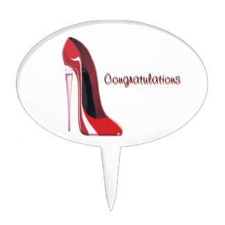 Champagne Heel Red Stiletto Shoe Art Cake Topper