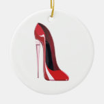 Champagne Heel Red Stiletto Shoe Art Ceramic Ornament at Zazzle