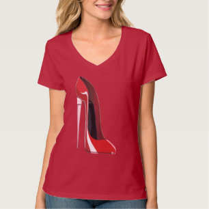 Champagne Heel Red Stiletto Shoe Art Clothing T-Shirt