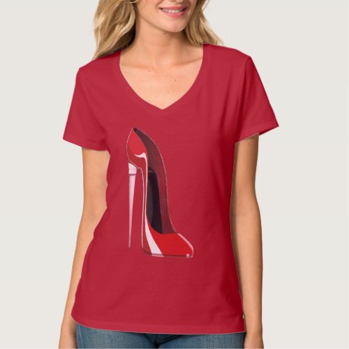 Champagne Heel Red Stiletto Shoe Art Clothing T_Shirt