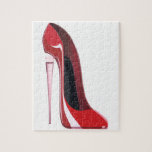 Champagne Heel Red Stiletto Shoe Art Jigsaw Puzzle at Zazzle