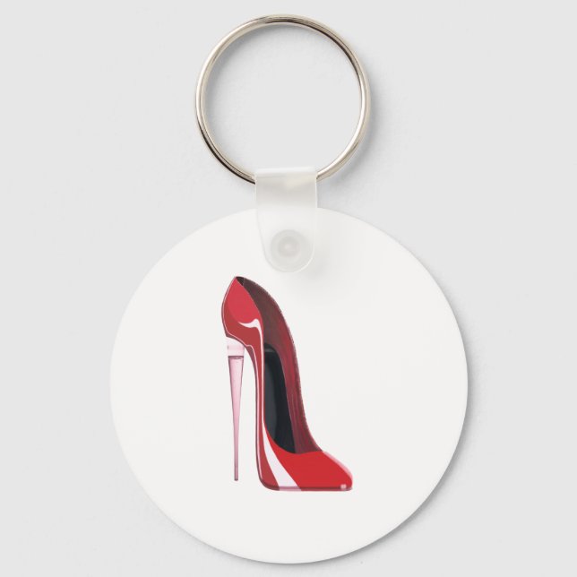 Champagne heel red stiletto shoe art keychain (Front)