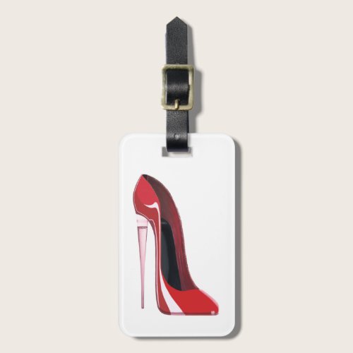 Champagne Heel Red Stiletto Shoe Art Luggage Tag