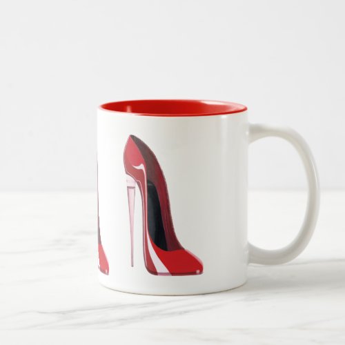 Champagne heel red stiletto shoe art Two_Tone coffee mug