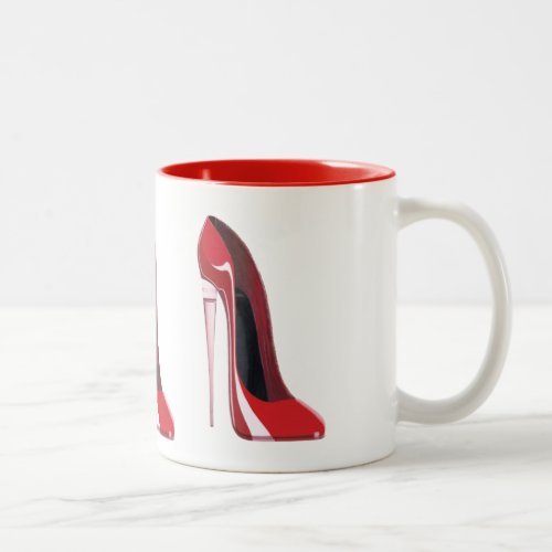 Champagne heel red stiletto shoe art Two-Tone coffee mug Champagne heel red stiletto shoe art Two-Tone coffee mug