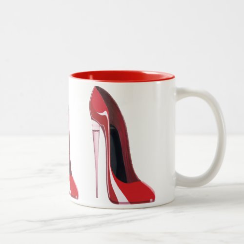 Champagne Heel Red Stiletto Shoe Art Two_Tone Coffee Mug