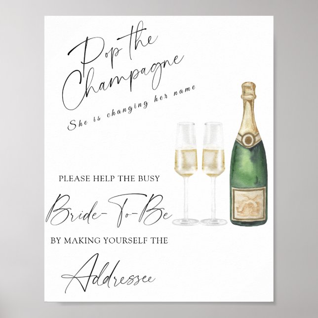 champagne - help the busy bride Address  Poster (Front)