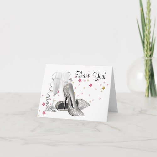 Champagne High Heel Shoes Thank You Cards