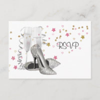 Champagne High Heels 21st Birthday Party RSVP