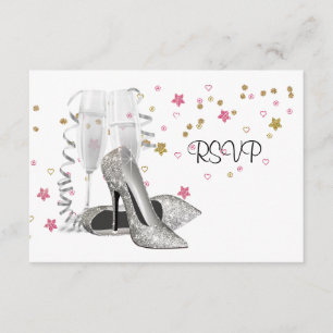 Champagne High Heels 21st Birthday Party RSVP