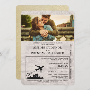 Champagne Ireland Passport Wedding Invitation