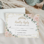 Champagne Ivory Blush Floral Quinceañera Sweet 16  RSVP Card<br><div class="desc">Personalize these chic rsvp cards with your details easily and quickly,  simply press the customise it button to further re-arrange and format the style and placement of the text. Perfect for quinceanera,  sweet 16,  18th birthday,  bridal shower and more occasions!  (c) The Happy Cat Studio</div>