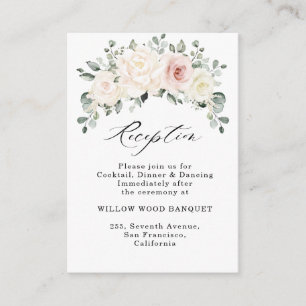 Champagne Ivory Blush Floral Wedding Reception Enclosure Card