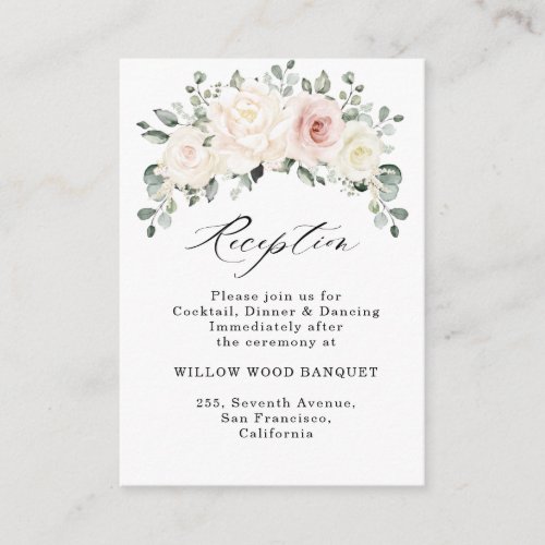 Champagne Ivory Blush Floral Wedding Reception  Enclosure Card