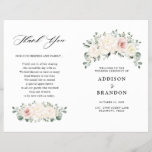 Champagne Ivory Blush Pink Floral Greenery Wedding<br><div class="desc">Ivory floral wedding program featuring elegant bouquet of peach ,  white ,  gold,  champagne ivory,  blush color rose ,  ranunculus flower buds and sage green eucalyptus leaves and elegant watercolor bouquet. Please contact me for any help in customization or if you need any other product with this design.</div>