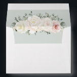 Champagne Ivory Blush Pink Floral Greenery Wedding Envelope<br><div class="desc">Ivory floral wedding envelope featuring elegant bouquet of peach ,  white ,  gold,  champagne ivory,  blush color rose ,  ranunculus flower buds and sage green eucalyptus leaves and elegant watercolor bouquet. Please contact me for any help in customization or if you need any other product with this design.</div>