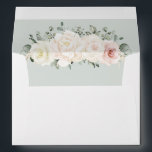 Champagne Ivory Blush Pink Floral Greenery Wedding Envelope<br><div class="desc">Ivory floral wedding envelope featuring elegant bouquet of peach ,  white ,  gold,  champagne ivory,  blush color rose ,  ranunculus flower buds and sage green eucalyptus leaves and elegant watercolor bouquet. Please contact me for any help in customization or if you need any other product with this design.</div>