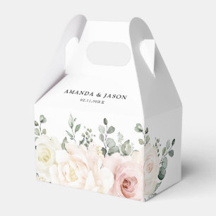 Champagne Ivory Blush Pink Floral Greenery Wedding Favor Boxes