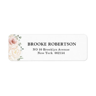Champagne Ivory Blush Pink Floral Greenery Wedding Label