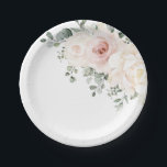 Champagne Ivory Blush Pink Floral Greenery Wedding Paper Plates<br><div class="desc">Ivory floral wedding paper plates featuring elegant bouquet of peach ,  white ,  gold,  champagne ivory,  blush color rose ,  ranunculus flower buds and sage green eucalyptus leaves and elegant watercolor bouquet. Please contact me for any help in customization or if you need any other product with this design.</div>