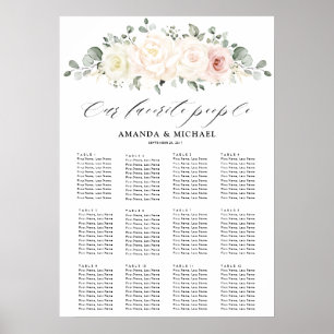 Champagne Ivory Blush Pink  Guest Seating Chart