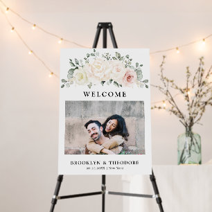 Champagne Ivory Blush Pink Photo Wedding Welcome Foam Board