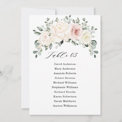 Champagne Ivory Blush Pink Seating Chart card